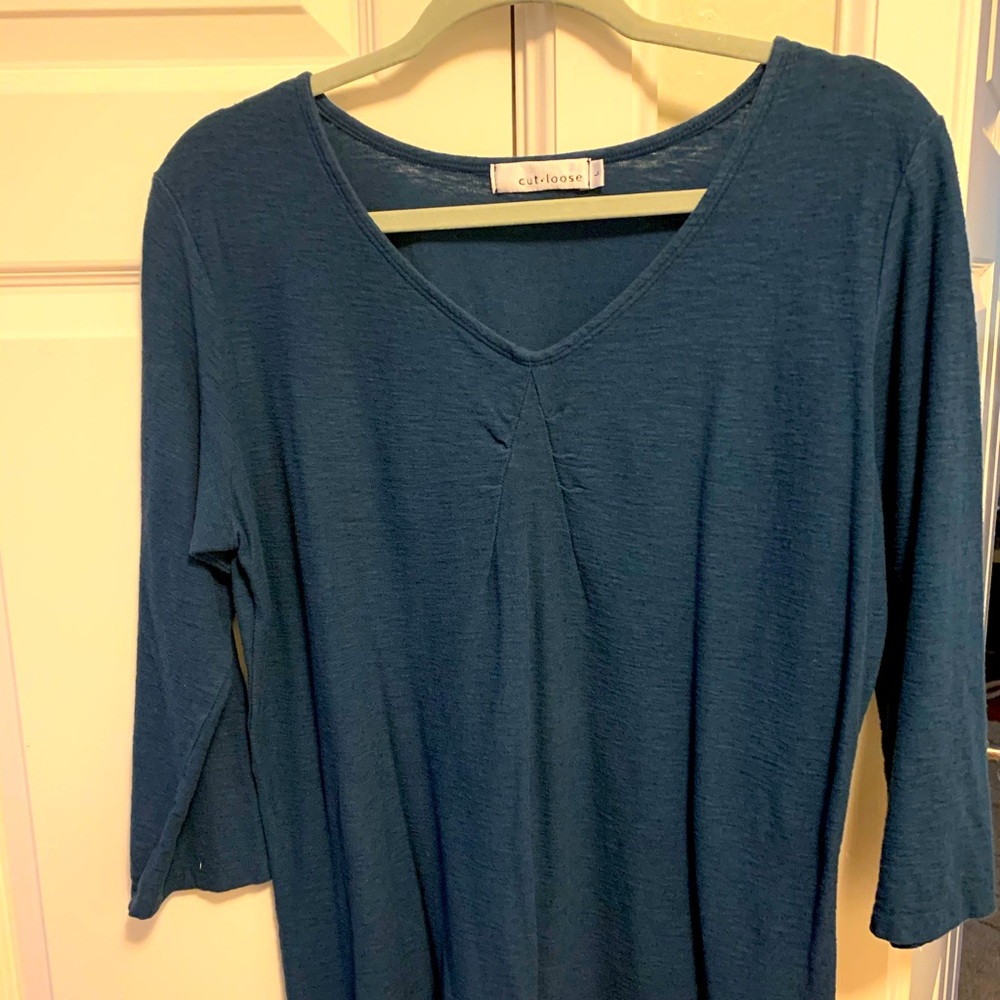 Cut Loose Brand Dark Turquoise Blue Top.